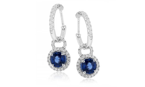 Sapphire drop earrings with diamond accents