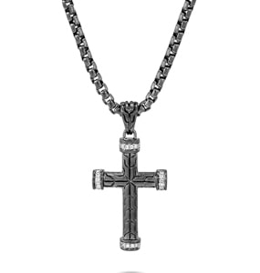 A black rhodium-plated cross pendant from John Hardy