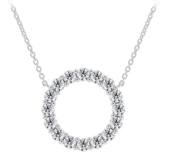 DeBeers Forevermark Platinum Necklace with Natural Diamonds in Circle Pendant